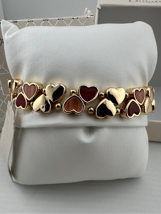 Dillards Jewelry - Dillards Gold-Tone Heart Enamel Bracelet in Red and Pink